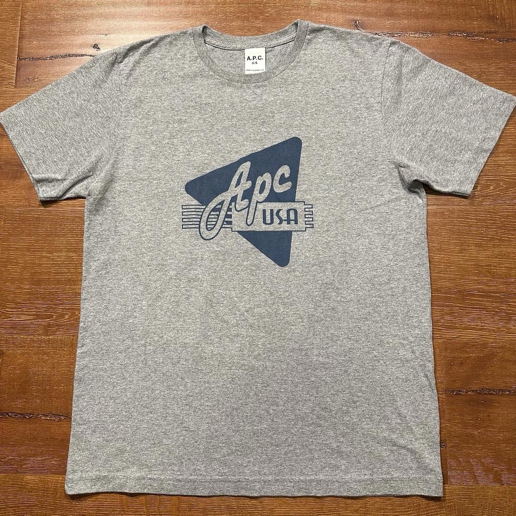 A.P.C. T Shirt Mens M Gray Short Sleeve Crew Neck Graphic Print USA Retro City