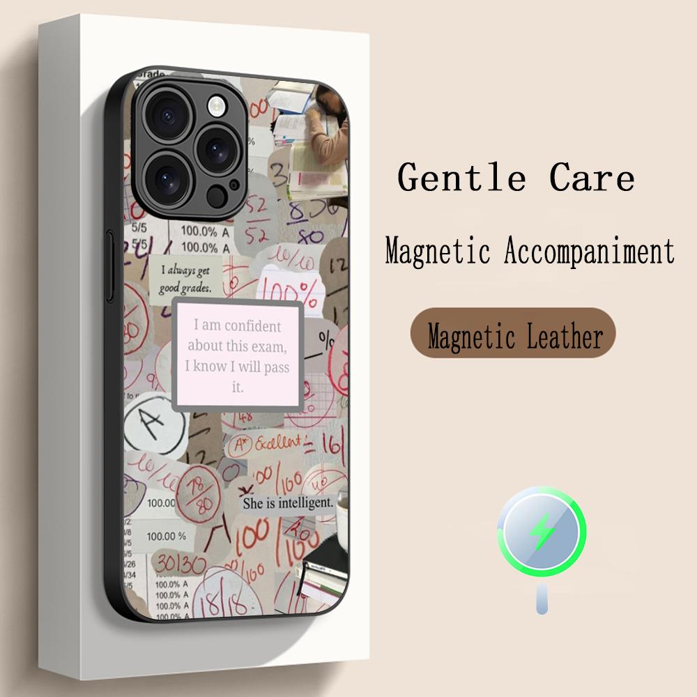 Good grades fashion ins pattern Phone Case For iPhone 17 16 15 14 13 12 Plus Pro Max High-end Luxury Magsafe Sheepskin