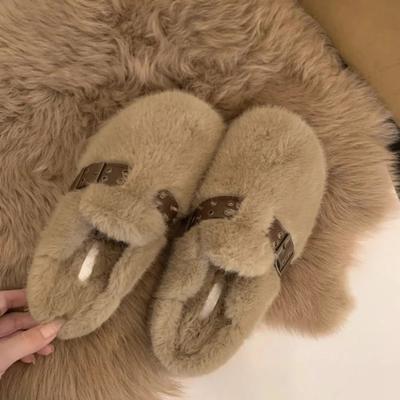 Flats Mules Sapatos Pele Mulheres Plataforma Chinelos Inverno 2024 Nova Marca Quente Casual Flip Flops Curto Pelúcia Casa Caminhada Mujer Botas