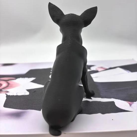 3D Printed Chihuahua Figurine, Modern Black Dog Statue, Plastic Puppy Sculpture for Desk Decoration, Gift for Pet Lovers