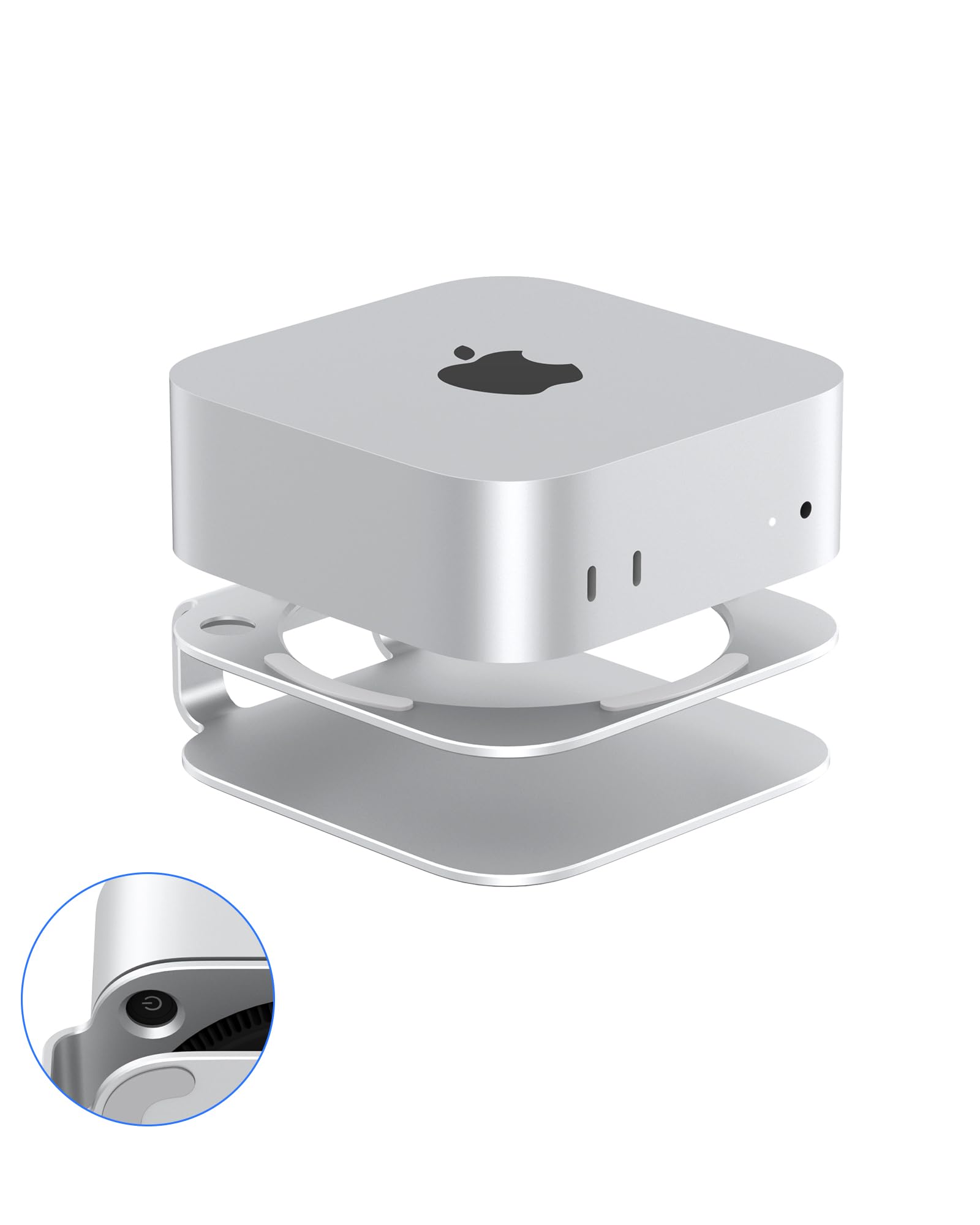 

GEWOKLIY Алюминиевое крепление для Mac mini M4 для Mac mini 2024, Подставка-аксессуар с кнопкой питания, M4, M4/M4 Pro, Встроенное охлаждение, Доступ, Нескользящее