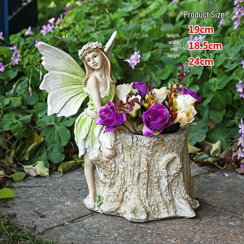 European Flower Fairy Resin Statue Garden Ornament