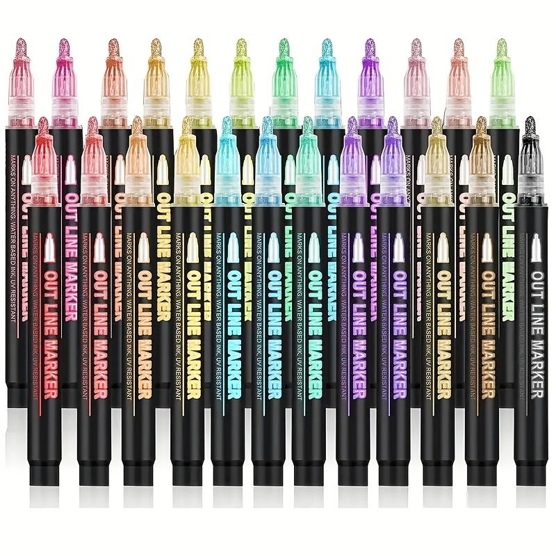 8/12 Colors Double Line Pen Outline Paint Marker Pens Diy Album Scrapbooking Metal Marker Highlighter Drawing Painting Doodling