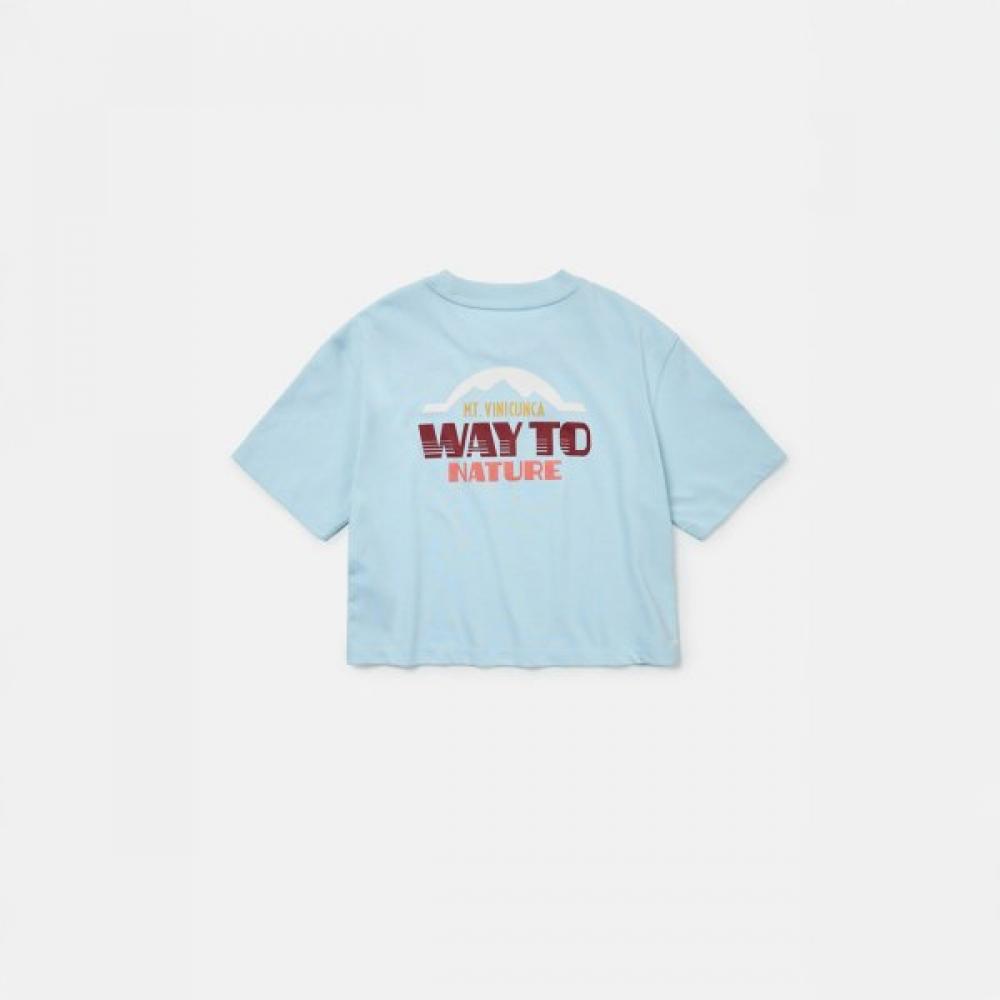 Kolon SporT Women S Graphic Crop ShorT Sleeve T ShirT TvTcm25632lbl light blue/85