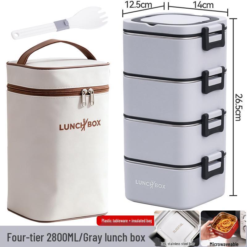 316 Stainless Steel Insulated Bento Lunch Box, Microwaveable Meal Container for Office Workers