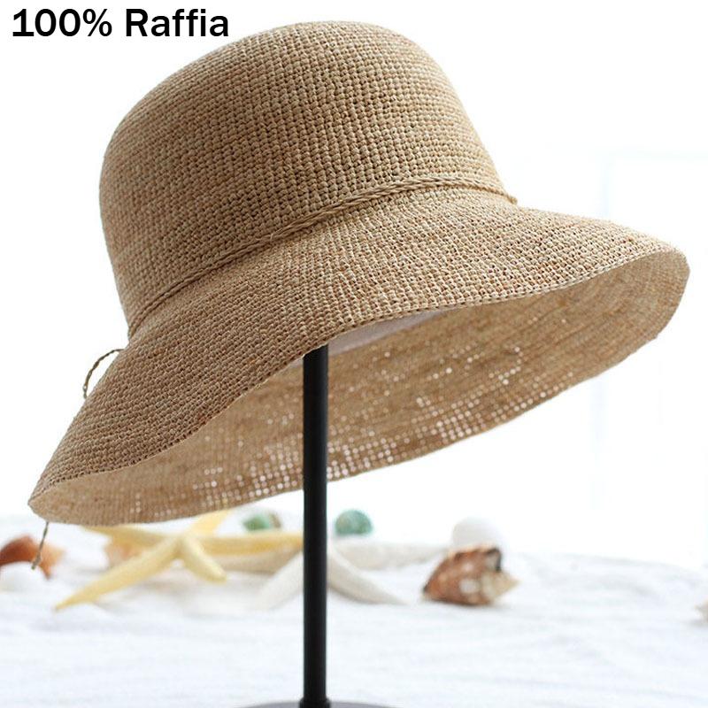 Foldable Wide Brim Sun Hat for Women Hand-Crocheted Raffia Hat  Floppy Straw Hat Uv Protection Summer Beach Accessorice