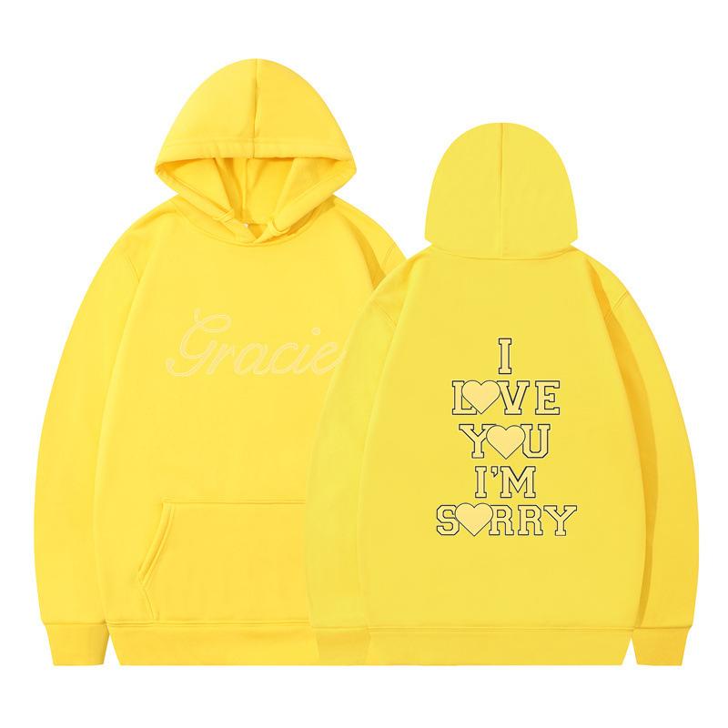 Kocham cię, przepraszam. Bluza z kapturem z nadrukiem Unisex z długim rękawem Modna bluza typu pulower Bluza promocyjna