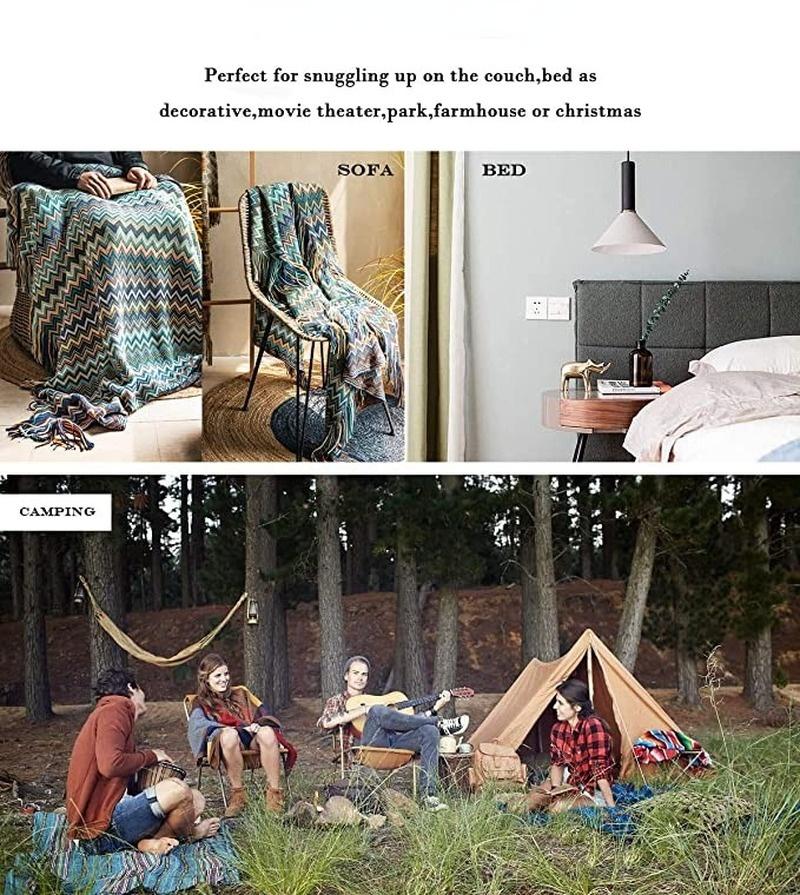 Mantas Tejidas Bohemias con Borlas Mantas para Cama Sofá Manta Decorativa Manta Suave Cálida Colcha Decoración del Hogar