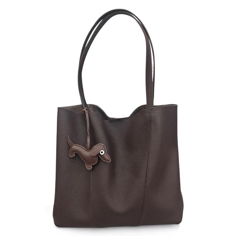 Tote Bag, Lazy Shopping Bag, Large-capacity Single-shoulder Casual Genuine Leather Bag