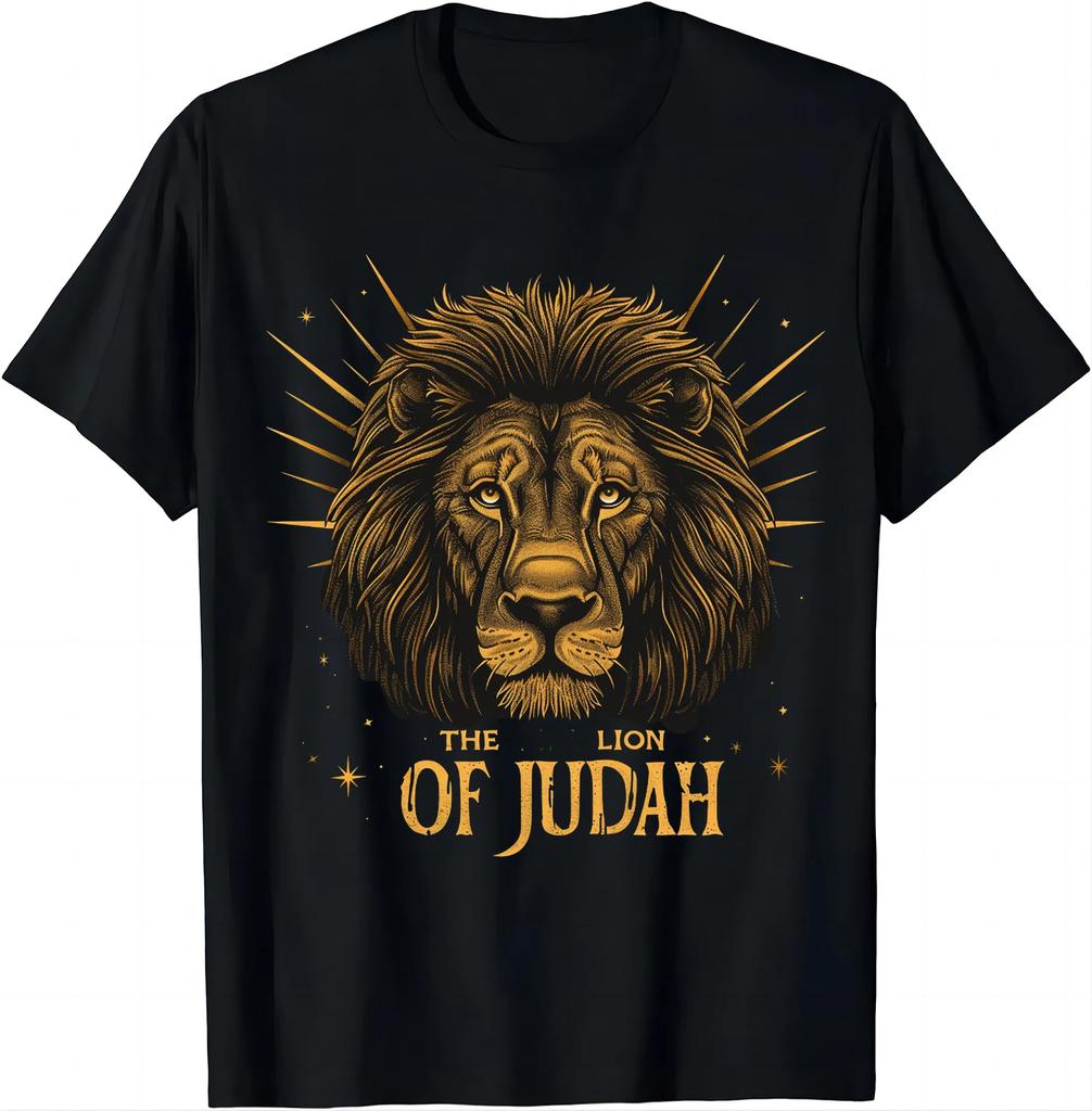 Jesus Lion of Judah Christian Gift for Men Women T-Shirt Vintage T Shirt Animal fashion short sleeves Top streetwear Ropa Hombre