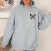 Women's Casual Polyester Hoodie with Butterfly & Floral Print, Fashionable Long Sleeves