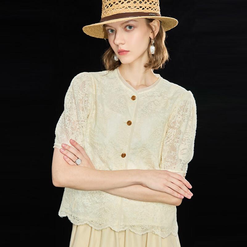 Women's French Style Lace Jacquard Blouse