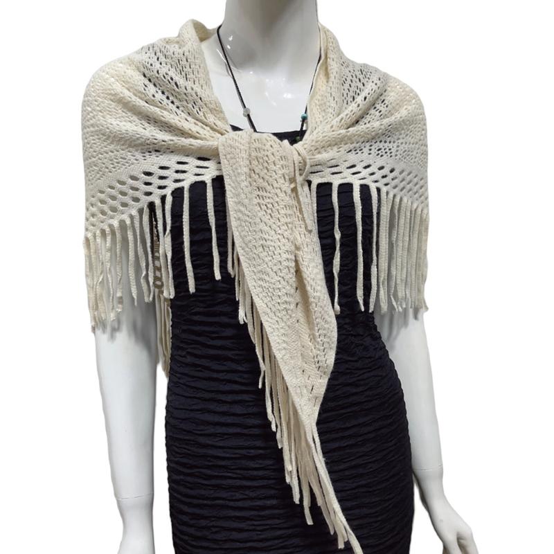 

Women s Triangular Scarf Imitation Cashmeres Knitted Winter Shawl Wrap with Fringes Elgant Blanket Scarf Neckerchief абрикосовий