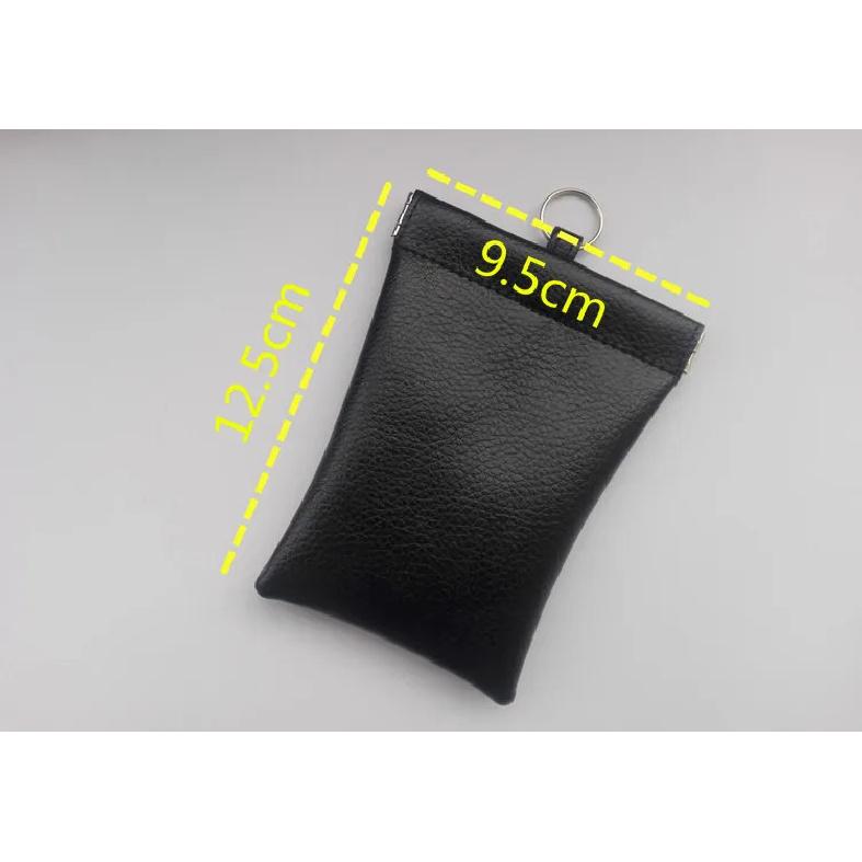 Faraday Blocking RFID Car Key Case Genuine Leather Spring Clip Bag Shielding Remote Control Anti-Theft чёрный