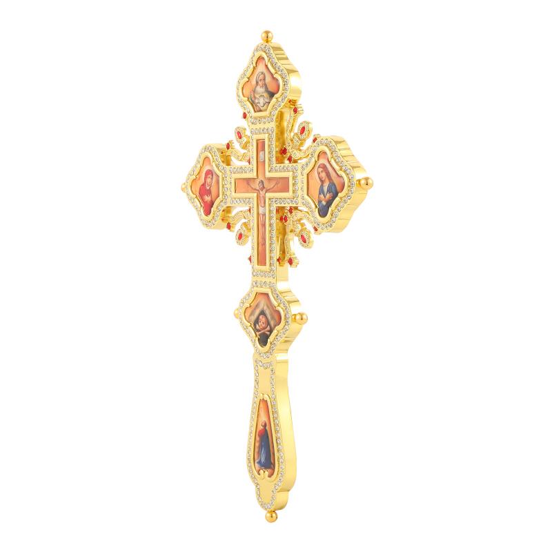 Prodotto Ecclesiastico Placcato Oro Croce Sacra di Gesù con Maria Personaggio Religioso Immagine Presepe Regalo Religioso Decorazione Altare Ortodosso