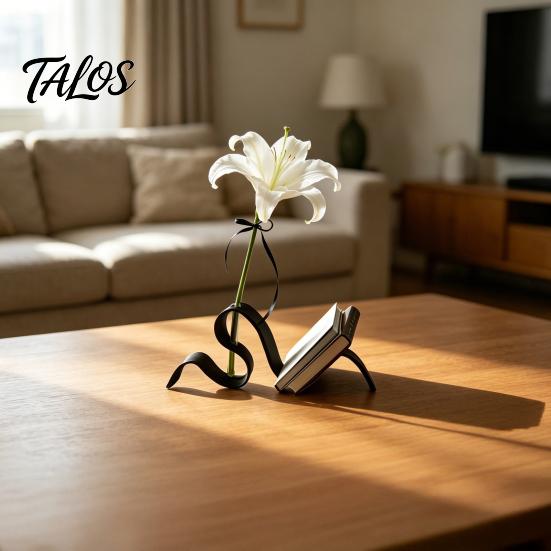 3D Printed Wave Bookshelf, Modern Abstract Ribbon Style Book Stand, Elegant Desk Organizer for Book Magazines, Flower Vase Home Office Decor