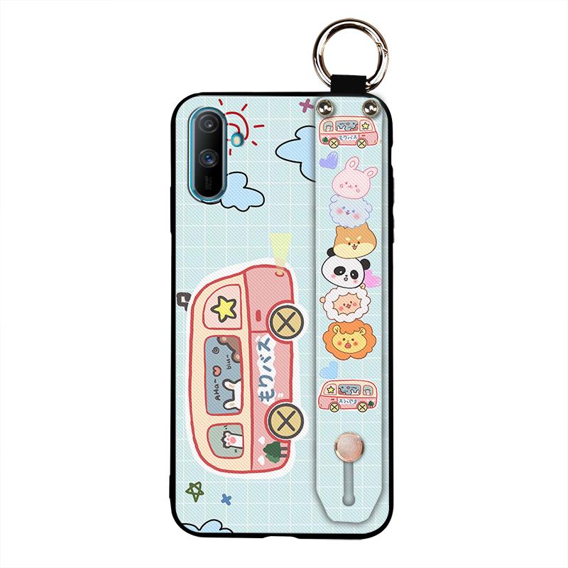 Phone Holder Fashion Design Phone Case For OPPO Realme C3/C3i/Narz N10A Wrist Strap Cute Kickstand Anti-knock Silicone