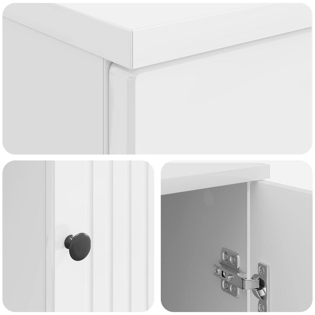 Desk Glossy White 142.5 X 50 X 75 Cm Engineered Wood