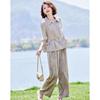 Pasiter Elegant Women's Chiffon Lapel Top & Pants Set
