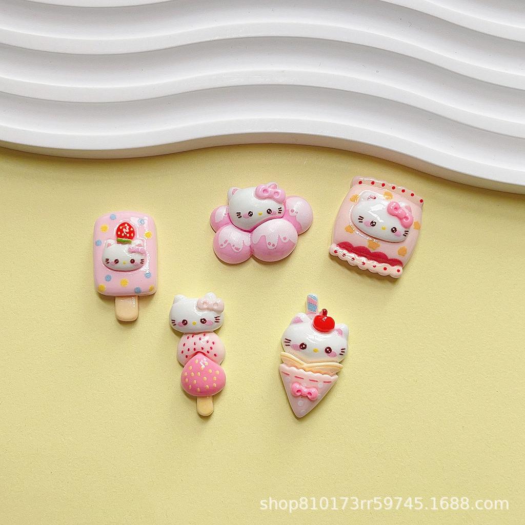 10Pcs New Mini Kawaii Cartoon Bright Food Kittenseries Flat Bottom Scrapbook  Diy Jewelry Making Hairwear Accessorie A36