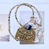 Retro Hand-Woven Sequin Beaded Shoulder Bag - Versatile Acrylic Phone Bag