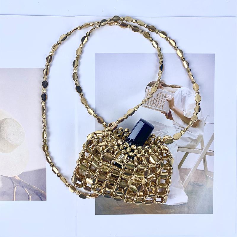 Retro Hand-Woven Sequin Beaded Shoulder Bag - Versatile Acrylic Phone Bag