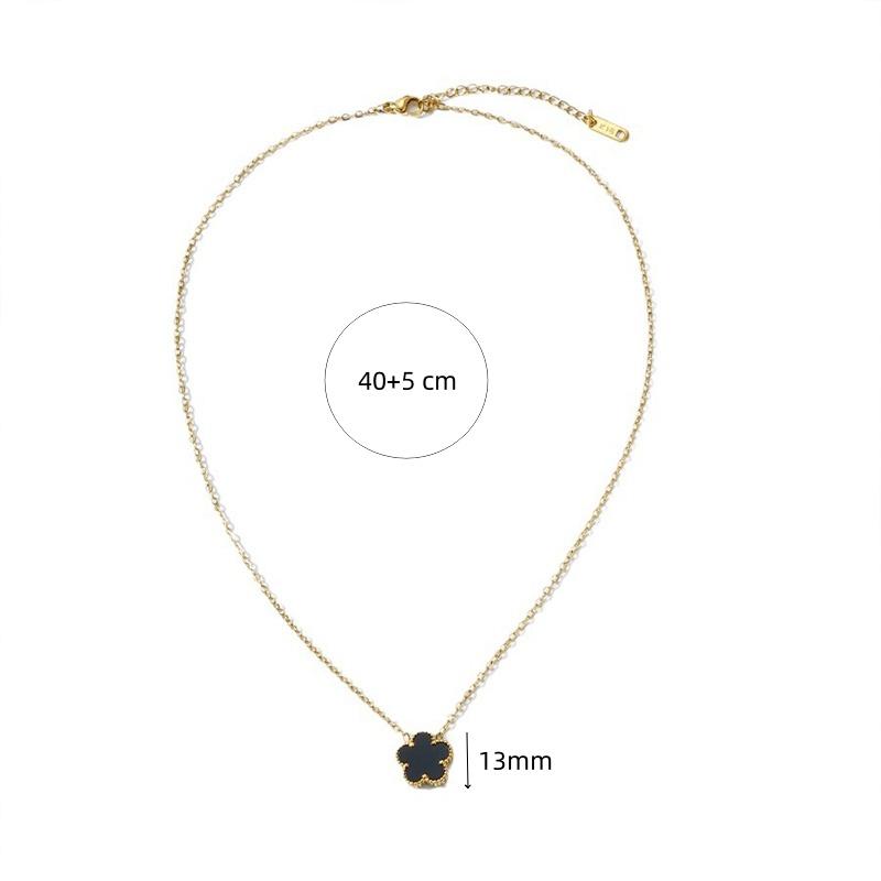 Lucky Five Flowers Clover Double Sided Pendant Necklaces For Women Girls Stainless Steel Simple Fashion Jewelry Accessories