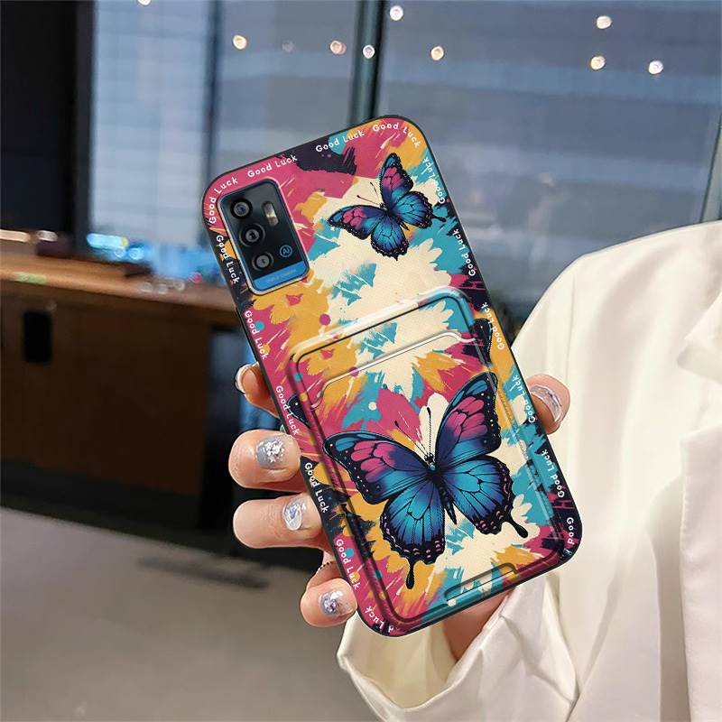 Protective Durable Phone Case For ZTE Blade A71 Dirt-resistant TPU Soft Case Full Wrap Card Slot Waterproof Cute Cartoon