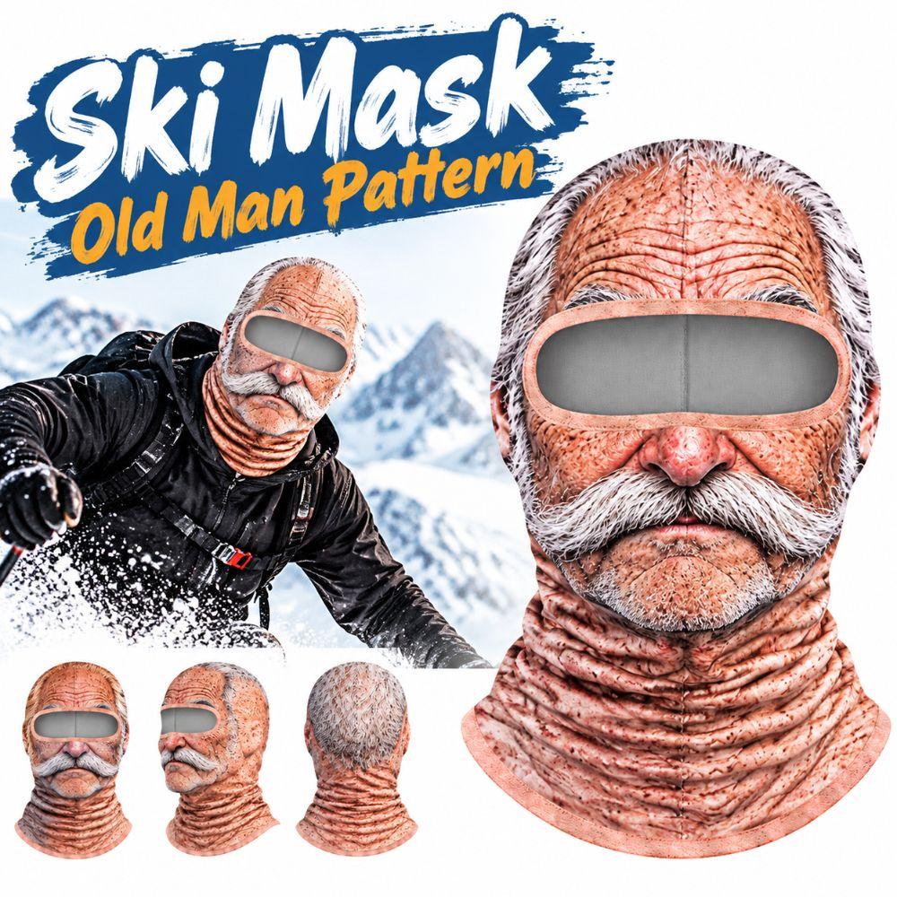 3D Face Printed Balaclava Vzor starca Maska na celú tvár pre Zimné Vonkajšie Športy Cyklistiku