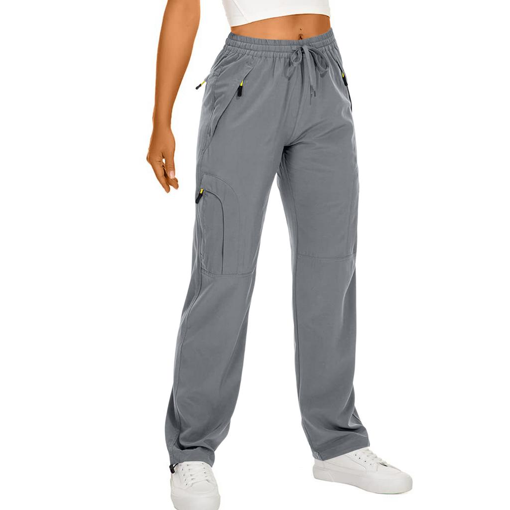 Women's Hiking Pants Waterproof Sweatpant Elastic Waist Zipper Multi-Pocket Casual Sports Trouser