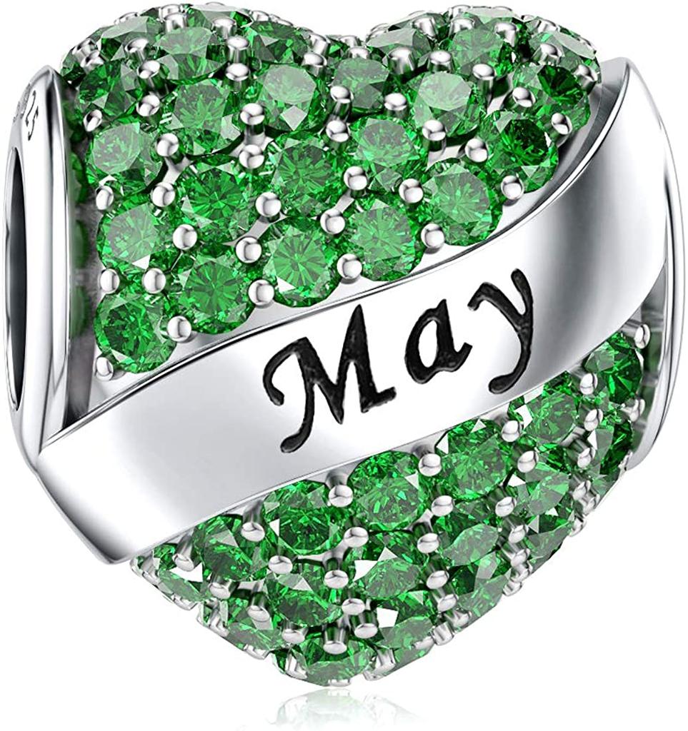 Authentic Copper Plated Twelve Month Birthstone Heart Eternity Decorative Charms Beads Pendant Charm Fit Original Fashion Bracelet For Women Jewelry