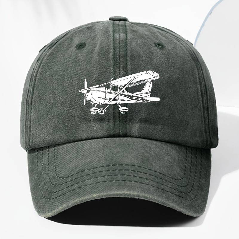 Glider Print Washed Retro Baseball Cap Fashionable Unisex Sun Protection Outdoor Hat Adjustable