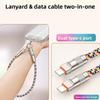 2-i-1 Mobiltelefon Lanyard Type C Datakabel Telefon Hengende Tau Telefon Anheng