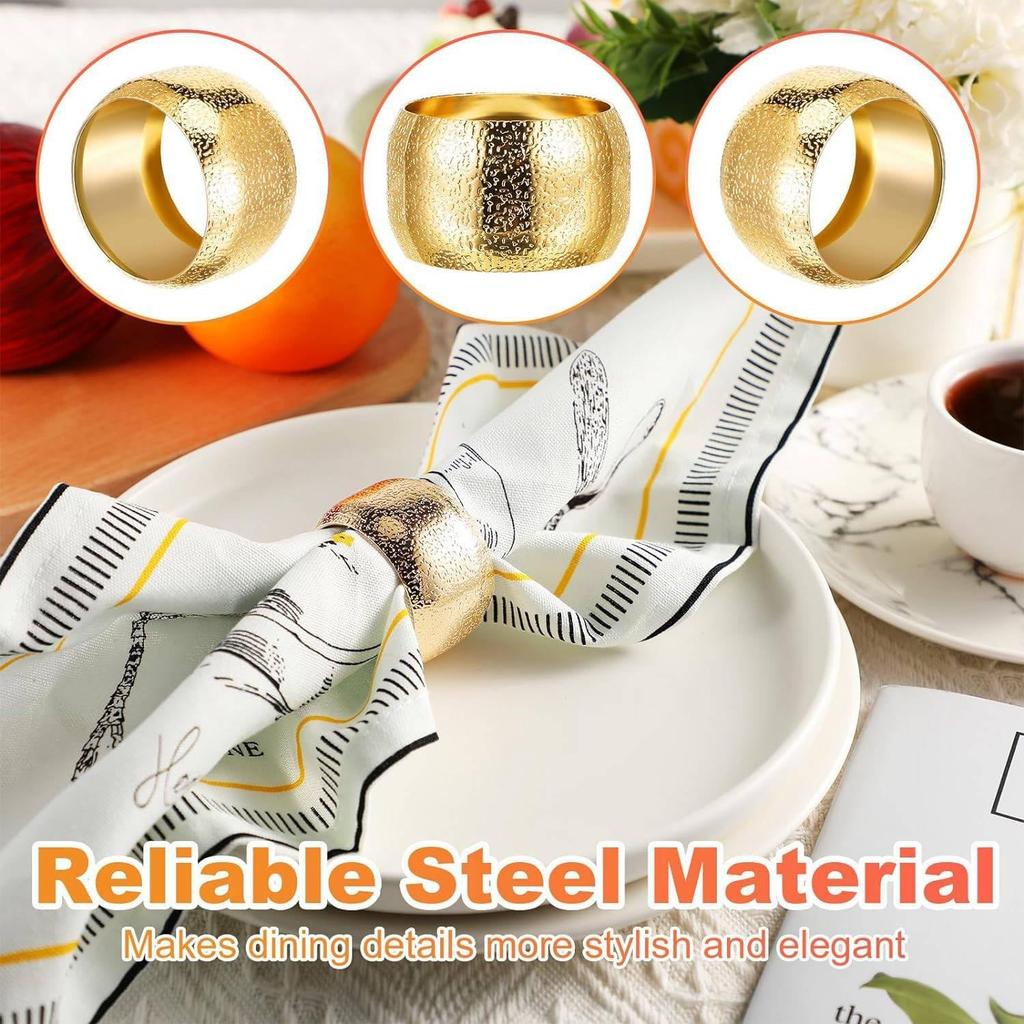 24 Gold Napkin Rings, Fabric Napkin Buckles, Table Napkin Rings, Banquet Decorative Rings