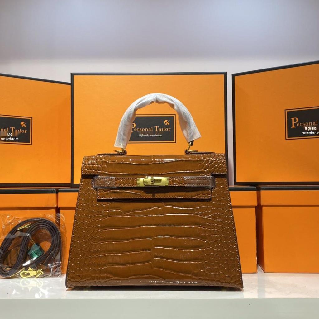 Europese & Amerikaanse Retro Krokodillenpatroon Kelly Enkelbandige Crossbody Tas: High-End, Modieuze, Lichte Luxe Handtas voor Dames