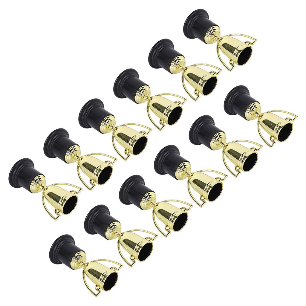12Pcs Mini Trophies Bright Color Strong Plastic Stable Base Light Weight Gold Award Trophies for Kids School Party