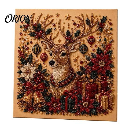 Artistic Relaxation Activities Christmas Faux Pearl Art Kit, Tree Wreath Painting DIY Craft Projects Sparkling Diamond Kit for Adults, Holiday