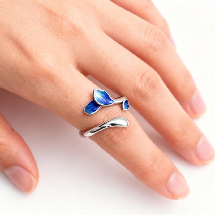 Elegant Adjustable Wedding Rings Dating Rings Tree Leaf Shape Opening Finger Jewelry Suitable for Woman and Man Present