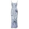 Women's Fashion Casual Printed Broken Flower Waist Bow Long Sleeve Dress