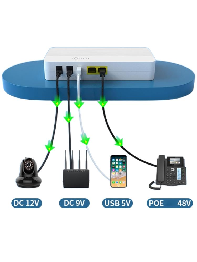 UPS Uninterrupted Power Supply 8000mAh 29.6Wh 60W 48V 5V 9V 12V 5.5x2.5mm POE UPS Power Supply for Wireless Router