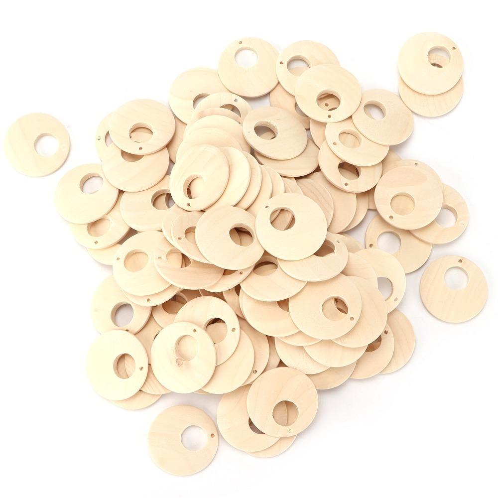 100PCS 40mm Earring Blanks Wood Pendant Slice  Handicraft Ornament Production Wood Earrings