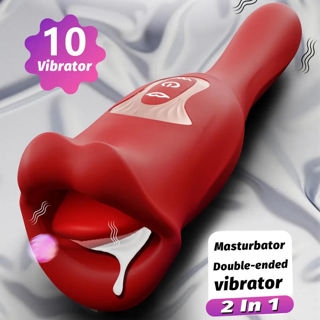 2-in-1 Tongue-Licking Vibrator G-Spot & Clitoral Stimulator Dildo Vibrator Masturbation Tool Female Vaginal Vibrator Adult Toy