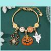 Halloween Pumpkin Charm Bracelet With Micro Inlay Zirconia For Unisex Costume Accessory
