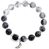 Natural black crystal couple's bracelet for women, alloy men's crystal birthstone bracelet, gift for best friends