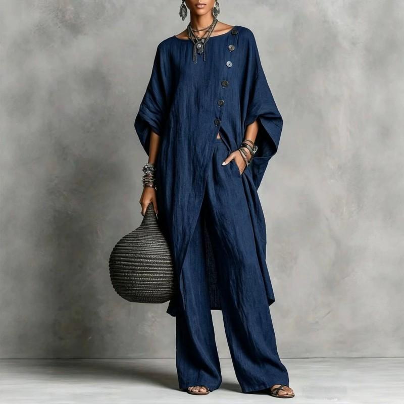 2026 Womens Asymmetrical Shirt Set Casual Urban Fashion Long Sleeve Pants