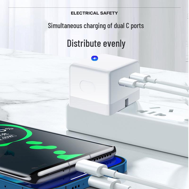50W Dual Type-C Fast Charger for iPad & iPhone 14/17 with PD