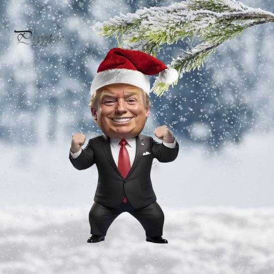 Trump Ozdoba Świąteczna 2D Akrylowy Wisiorek do Lustra Wstecznego w Samochodzie Kreskówkowy Trump Ozdoba na Choinkę na Plecak Drzwi