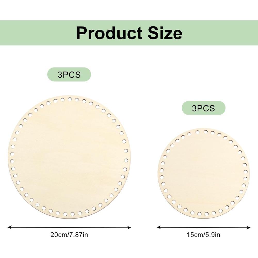

6Pc Wooden Base for Crochet, Natural Wood Basket Base for DIY Basket, Weaving Supplies DIY Crafts (15 Cm/20 Cm)