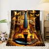 A Violin Blending Golden Castles, Butterflies, and Elegant Dancers' Motifs. for All Seasons Blanket Lunch Break Throw Gift