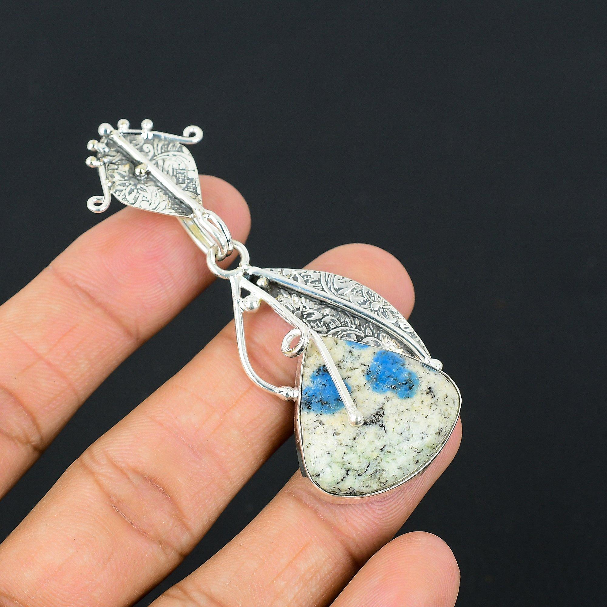 Pear Natural K2 Jasper Wedding Mother Boho Engagement Pendant Jewelry 925 Silver